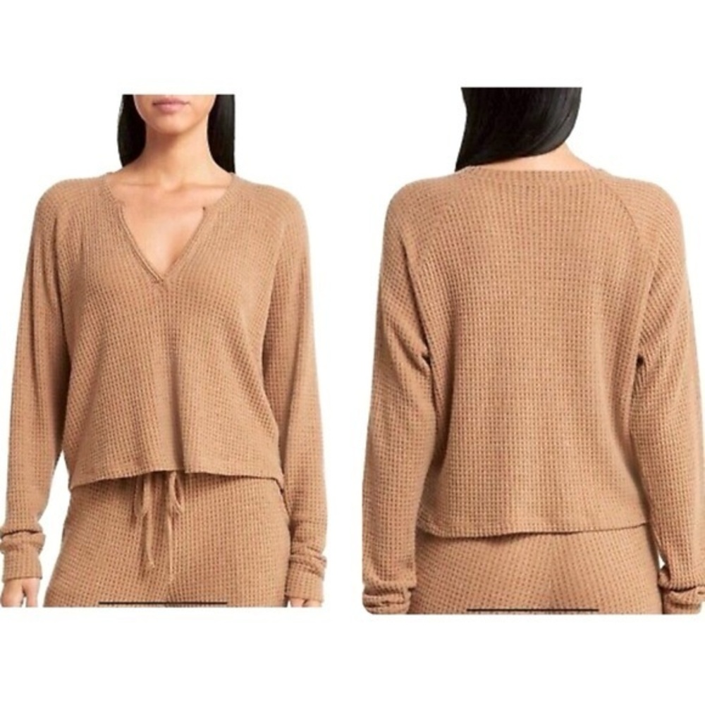 NEW Beyond Yoga Toffee Knit Waffle Crop Top L